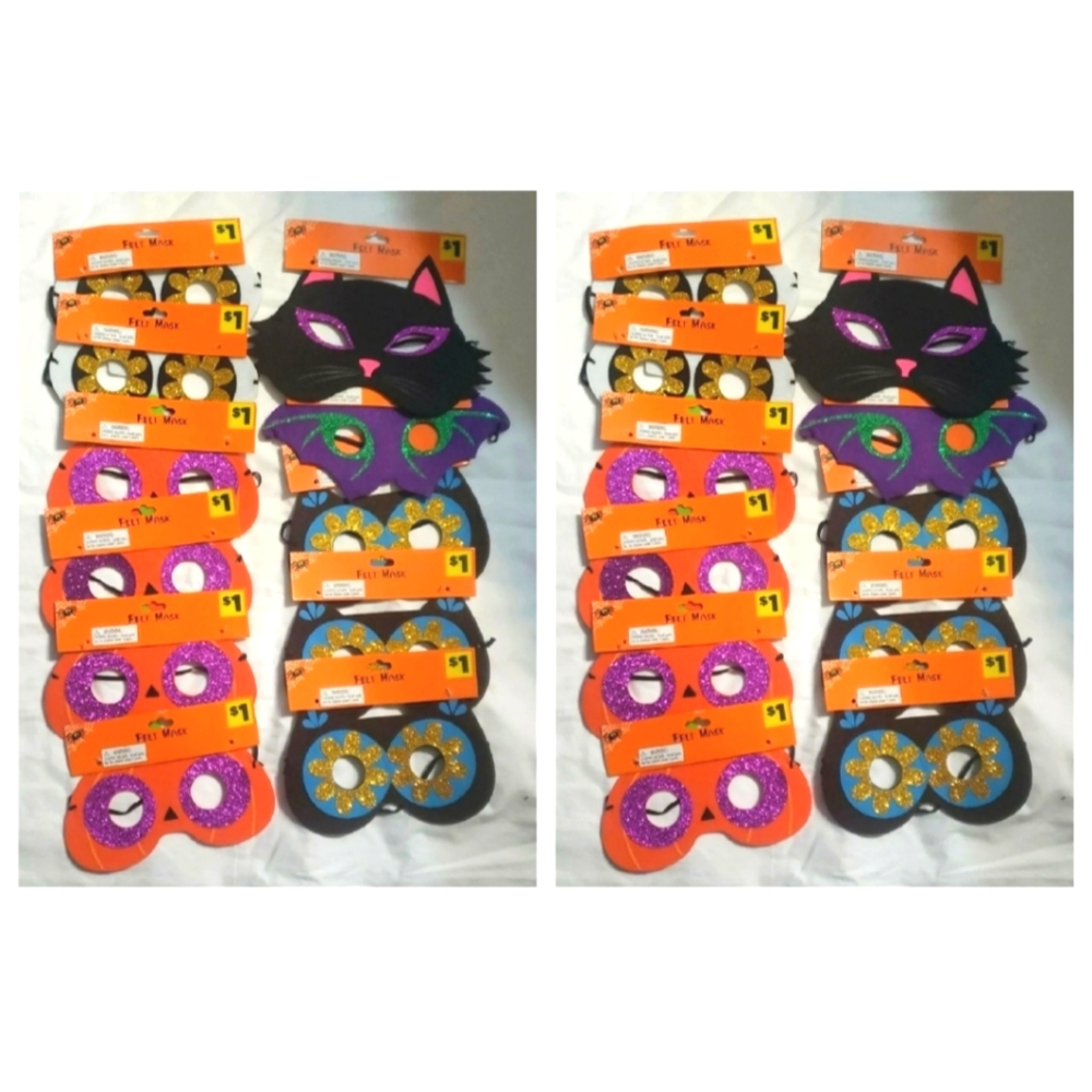 :* Lot Of 22 new Felt  eye Masks  Girls Boys Cosplay Masquerade Party Halloween